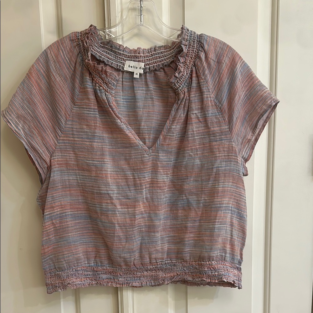 Bella Dahl Women's Blouse - Pink and Blue Stripes size M